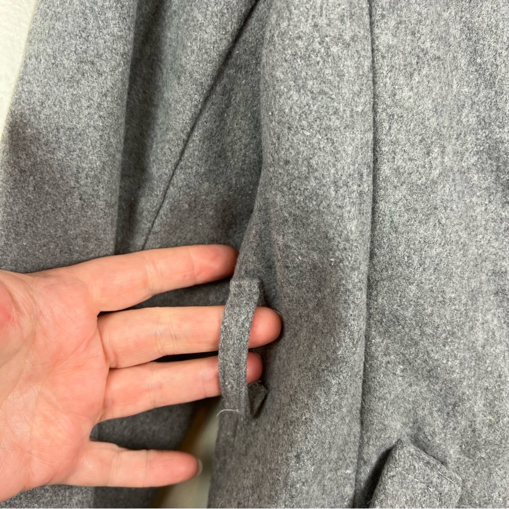 NWT New Look Girls Wool Blend Pea Coat Size L Gray Buttons Pockets - Picture 9 of 16